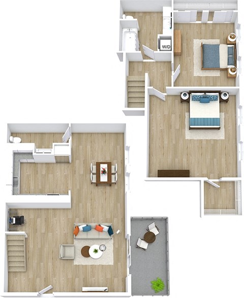 Floor plan for 2 beds, 1.5 baths, 1062 sqft